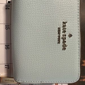 Kate Spade Morgan zip wallet. Light blue/green
